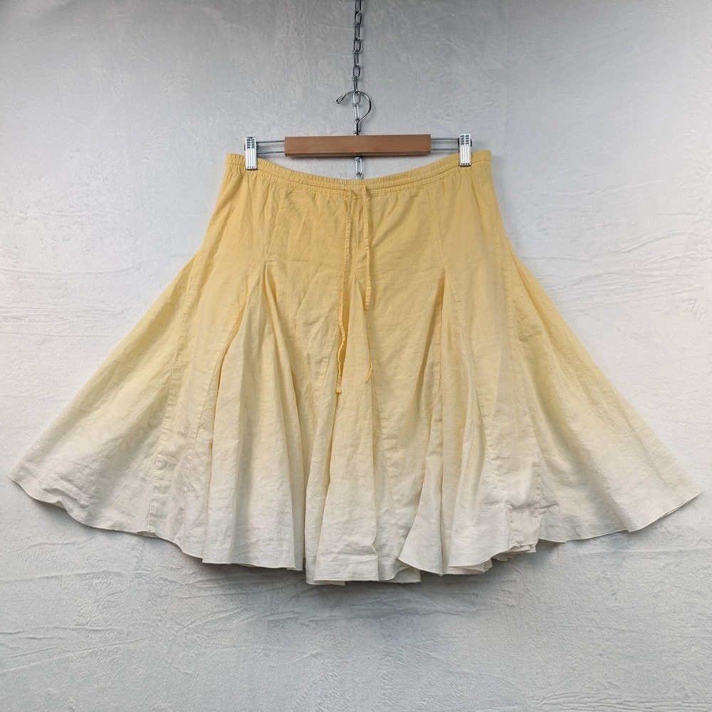 VTG Banana Republic Skirt Women's Small Yellow Ombre Linen Flared Boho Midi Y2K